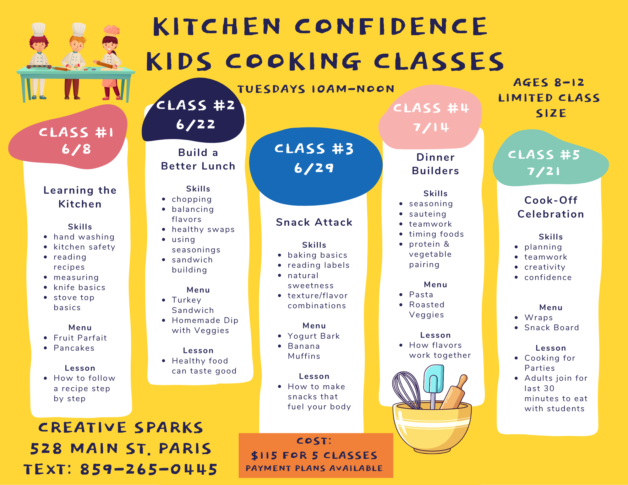 Kids Art and Cooking Classes