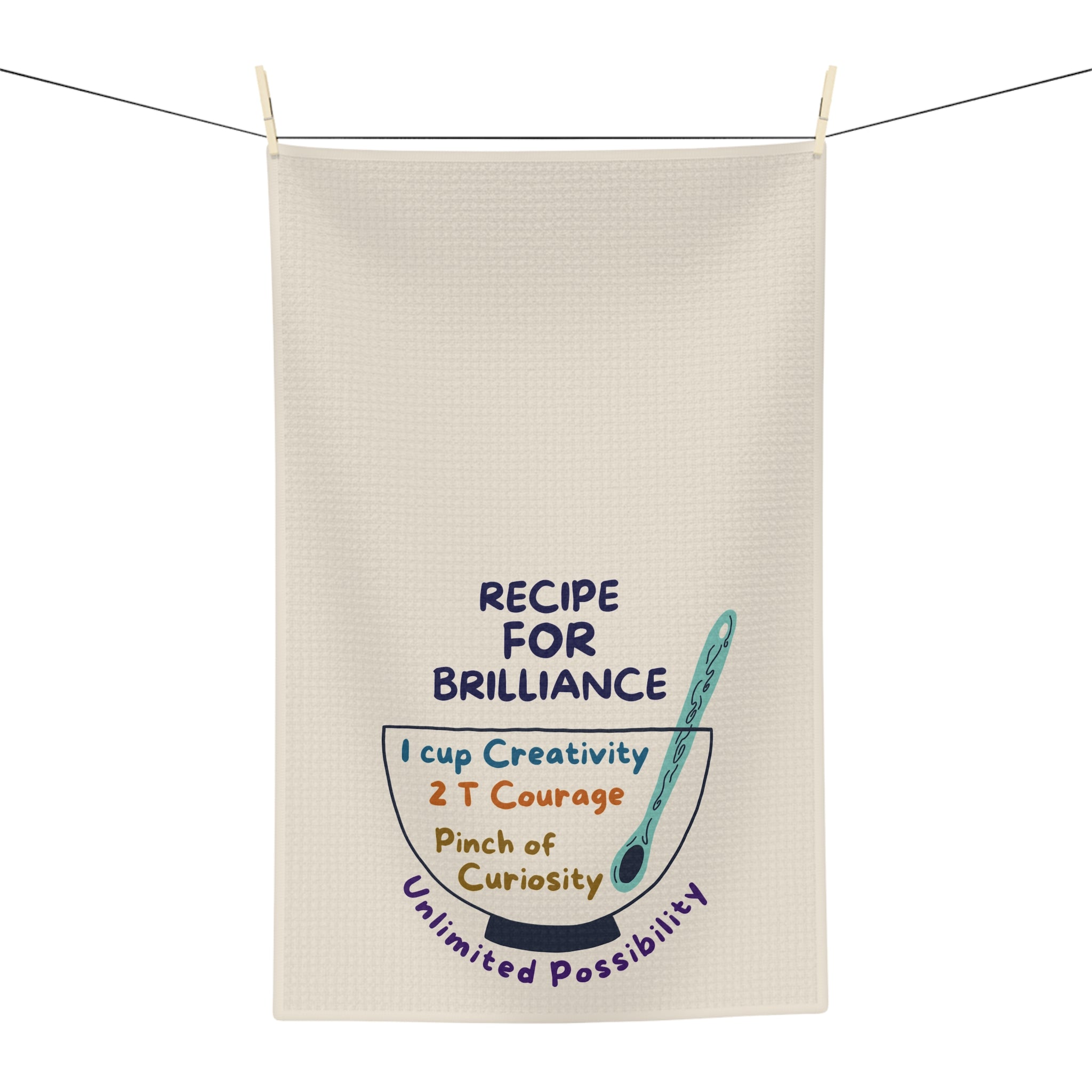 Tea Towel — "Recipe for Brilliance" Kitchen Towel with Inspirational Recipe Design