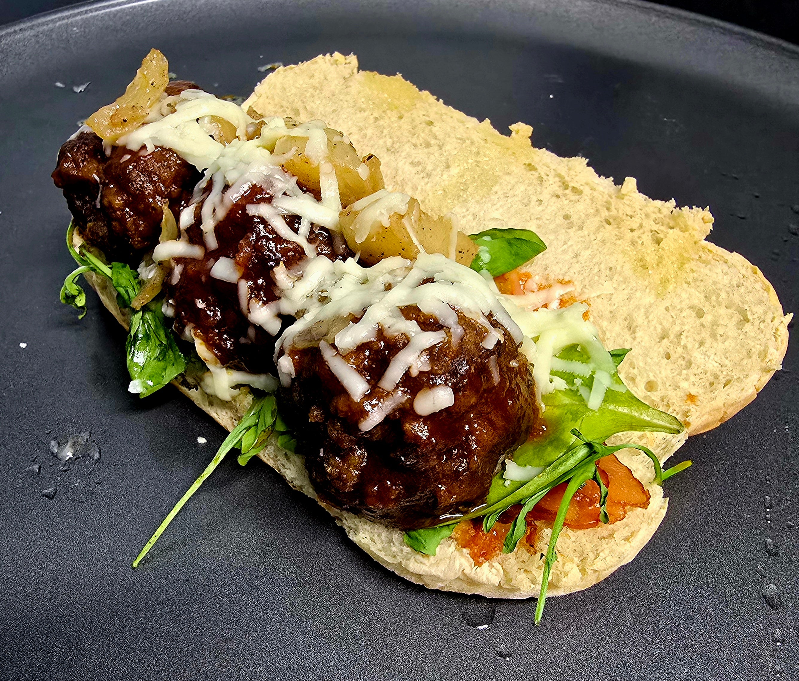 Bourbon Honey Meatball Sandwich